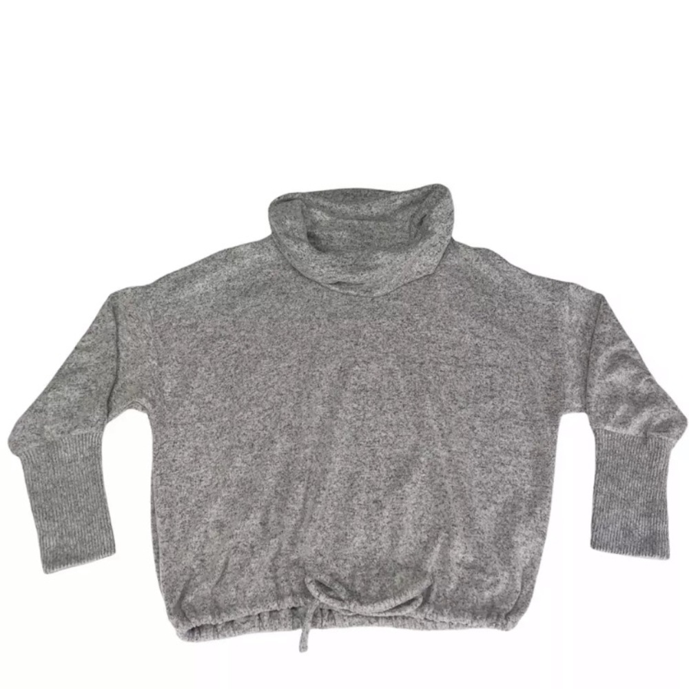 Hippie Rose Women's Cozy Pullover Sweater Gray Marled Funnel Neck Stretch L